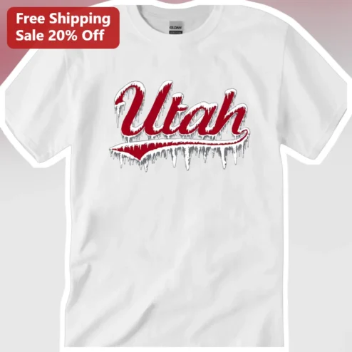 Utah Winter Icicles Script Graphic Tee for Ski Enthusiasts and Locals