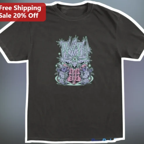 VAG Tee Wizard Rat Fantasy Design Black Distressed Graphic T-Shirt