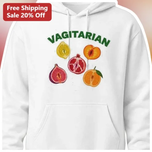 VAGITARIAN Hoodie Funny Sarcastic Vegan Humor Parody Gift for Women Men