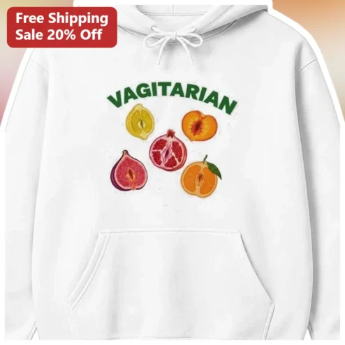 VAGITARIAN Hoodie Funny Vegan Parody Fruit Anatomy Graphic Sweatshirt Unisex Adult Humor Gift