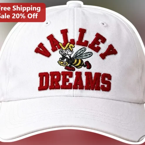 Valley Dreams Hat Retro Embroidered Bee Mascot Cap Funny Novelty Headwear