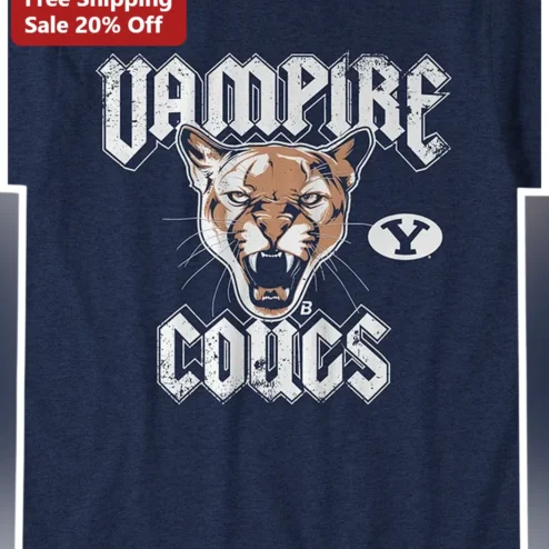 Vampire Cougs Graphic Tee Halloween College Football Fan Shirt
