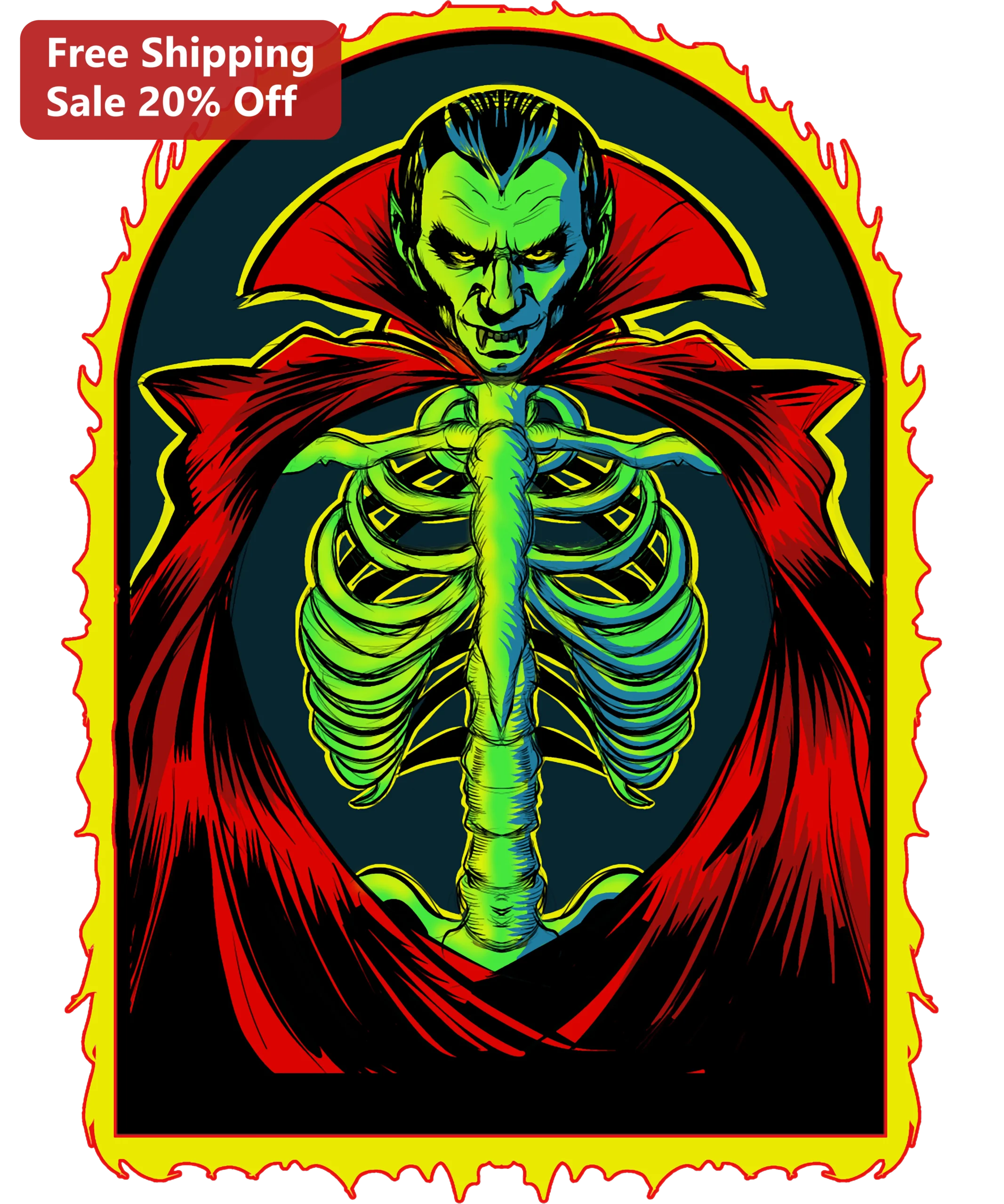 Vampire Tee Gothic Horror Skeleton Dracula Halloween Graphic T-Shirt for Men Women