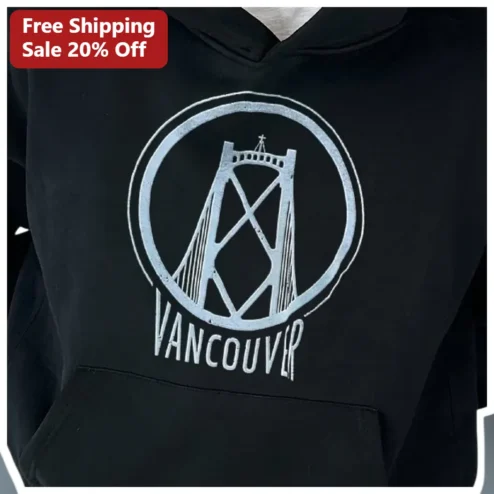 Vancouver Hoodie Lions Gate Bridge Vintage Travel Souvenir Graphic Pullover for Men Women Canada Gift