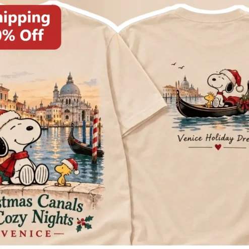 Venice Holiday Dream Christmas Canals Snoopy Tee