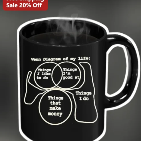 Venn Diagram of My Life Funny Mug Things I Like to Do Good At Make Money Office Humor Gift