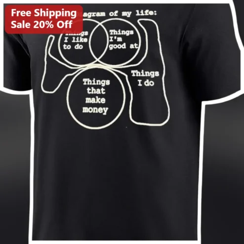 Venn Diagram of My Life Tee Funny Things I Like to Do Graphic Shirt