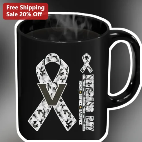 Veterans Day Honor Service Sacrifice Camo Ribbon Mug Gift for Military Appreciation