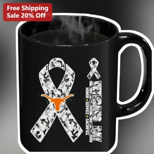 Veterans Day Honor Service Sacrifice Mug for Texas Longhorns Fans Military Appreciation Gift