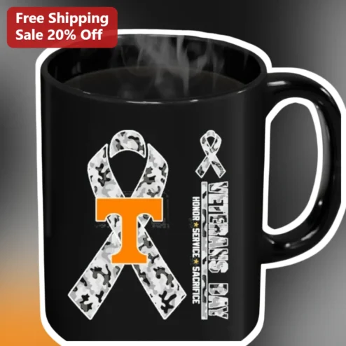 Veterans Day Mug Camouflage Ribbon Honor Serve Sacrifice Military Gift for Veterans