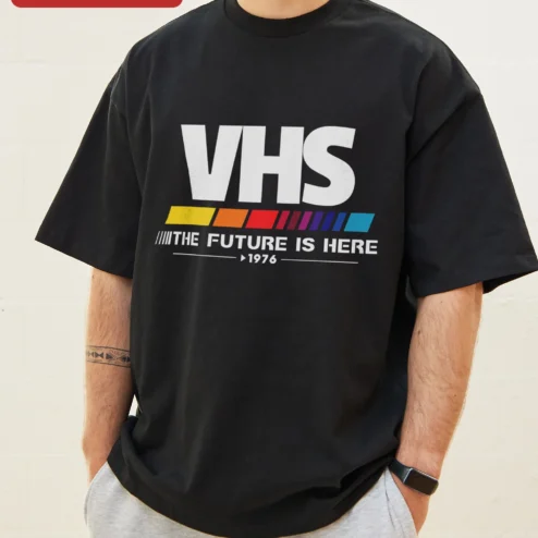VHS The Future Is Here 1976 Retro Tech Graphic Tee