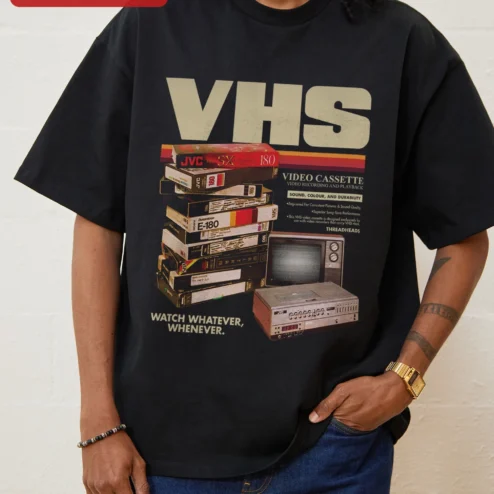 VHS Watch Whatever Whenever Retro Analog Horror Graphic Tee