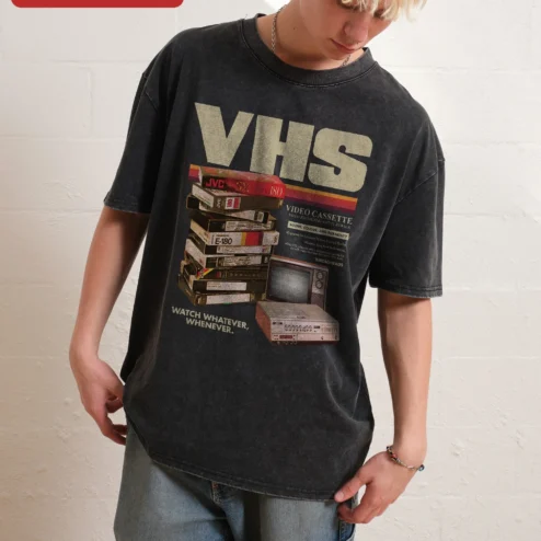 VHS Watch Whatever Whenever Retro Tech Nostalgia Graphic Tee