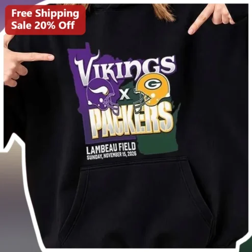 Vikings X Packers Lambeau Field Sunday November 15 2026 Hoodie NFL Rivalry Game Day Fan Gear