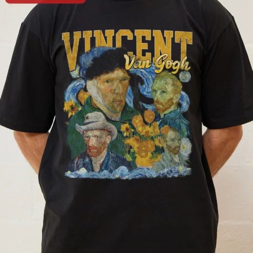 Vincent Van Gogh Starry Night Sunflowers Art Tee Vintage Post-Impressionist Gift