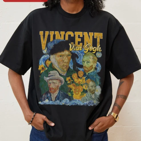 Vincent Van Gogh Tee Starry Night Sunflower Art Gift for Men Women