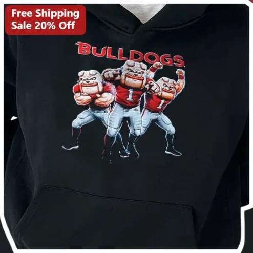 Vintage Bulldogs Football Mascot Hoodie Black Retro Collegiate Style