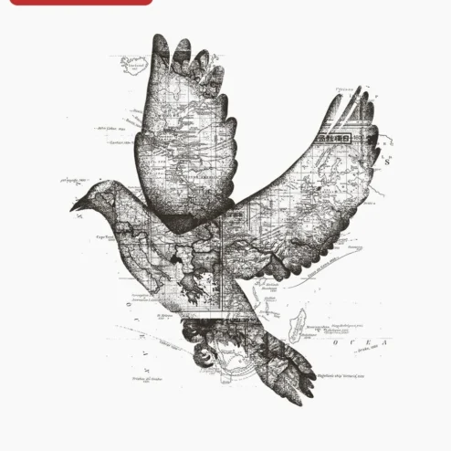 Vintage Map Eagle Silhouette Art Print Patriotic Wall Decor for Travel Enthusiasts on a hanger, ready to ship from Chicago, Illinois