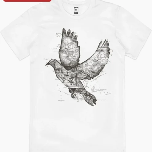 Close-up of Vintage Map Eagle Silhouette Art Print Patriotic Wall Decor for Travel Enthusiasts for streetwear fans in Chicago, Illinois