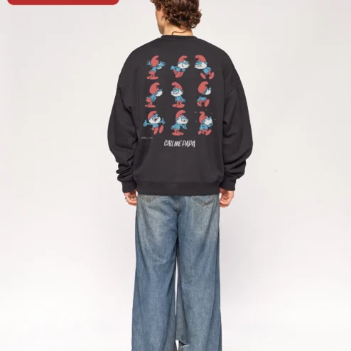 Customer in Chicago, Illinois wearing Vintage Since 1928 The Smurfs Sweatshirt Retro Pop Culture Crewneck Gift