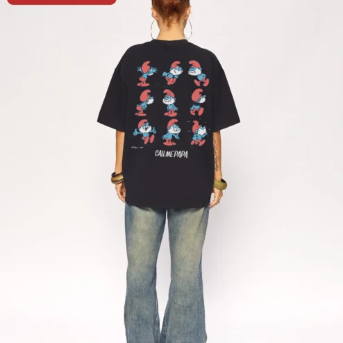 Customer in Chicago, Illinois wearing Vintage Since 1958 The Smurfs Retro Cartoon Graphic Tee Unisex 68th Birthday Gift