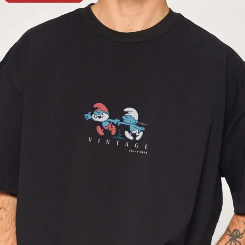Customer in Chicago, Illinois wearing Vintage Since 1958 The Smurfs Retro Cartoon Graphic Tee Unisex 68th Birthday Gift