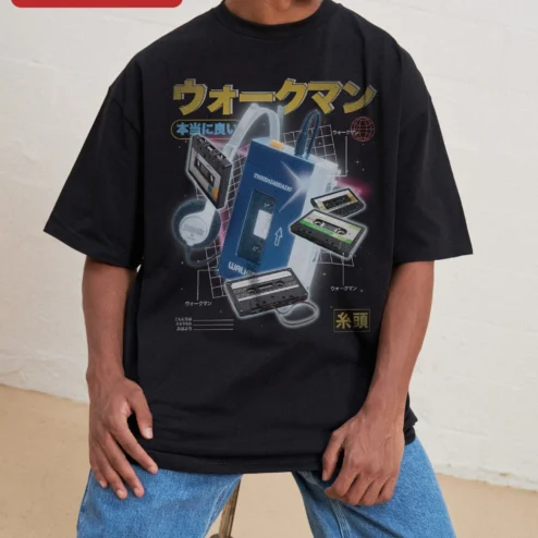 Vintage Sony Walkman Retro Synthwave Graphic Tee for Audiophiles