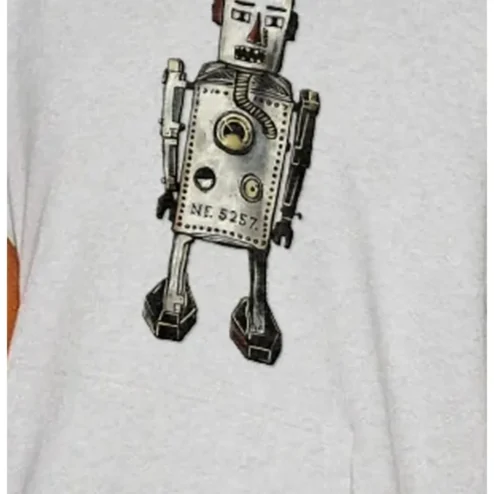 Vintage Tin Robot Illustration Tee Retro Sci-Fi Space Age Graphic Shirt for Men Women