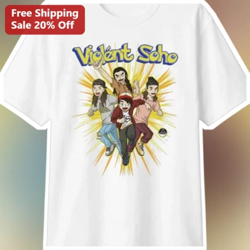 Violent Soho Tee Pokemon Style Band Merch Graphic T-Shirt for Men