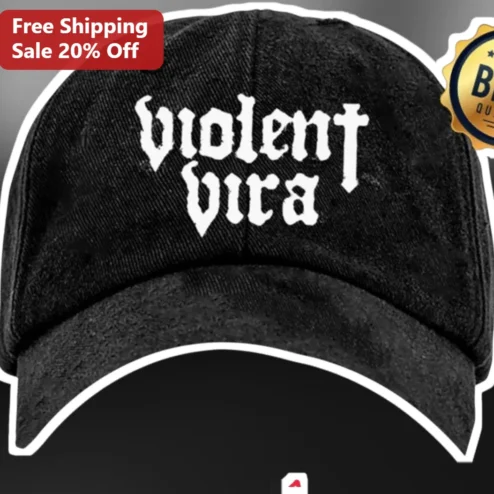 Violent Vira Cap Gothic Streetwear Hat Black Distressed Denim Dad Hat Latin Trap Merch