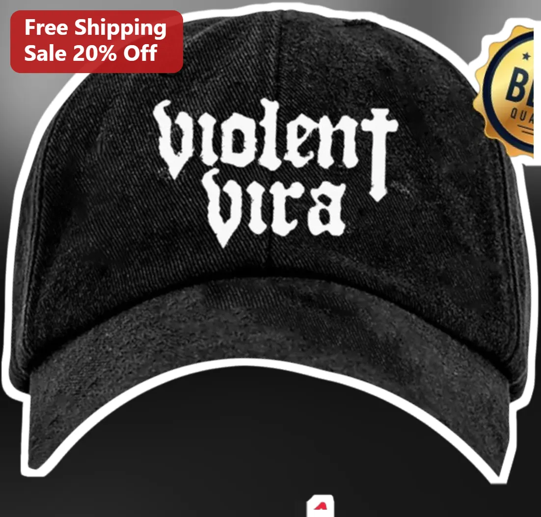 Violent Vira Cap Gothic Streetwear Hat Black Distressed Denim Dad Hat Latin Trap Merch