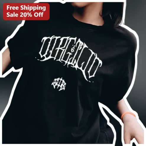 Virginia Gothic Lettering Tee Vintage Streetwear Black Oversized Shirt for College Students and Locals