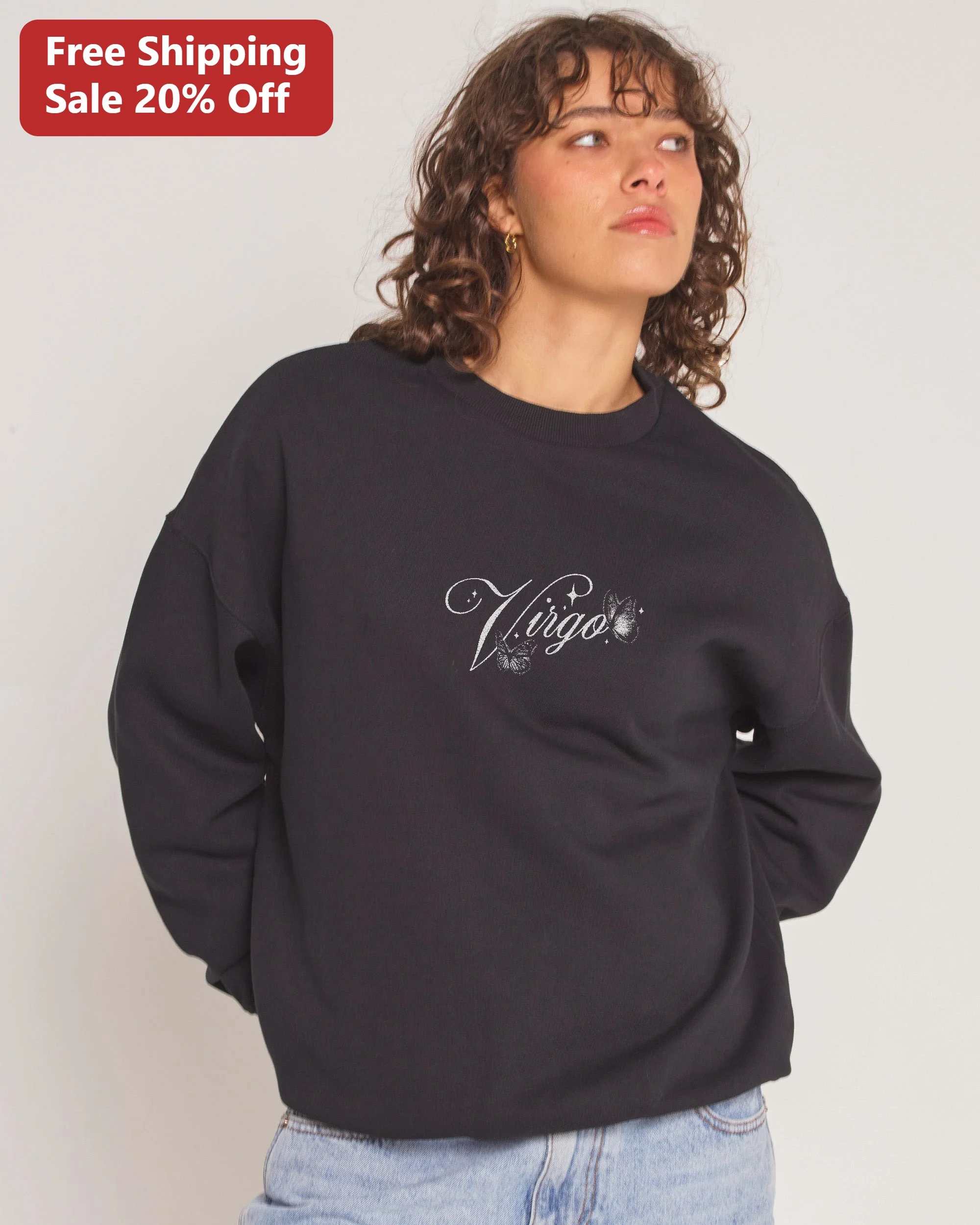 Virgo Zodiac Sweatshirt Women's Celestial Butterfly Graphic Crewneck Gift for Astrology Lovers