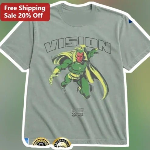 Vision Marvel Comic Character Retro Vintage Graphic Tee for Avengers Fans