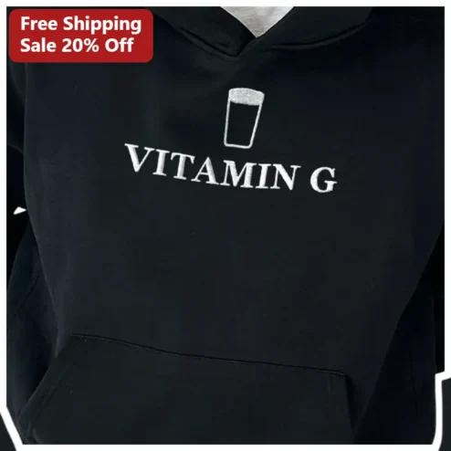 Vitamin G Hoodie Funny Beer Lover Graphic Sweatshirt for Men Women Gift