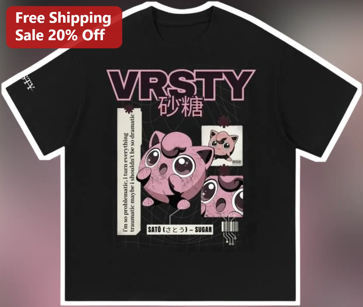 VRSTY SATÔ SUGAR Jigglypuff Anime Streetwear Tee