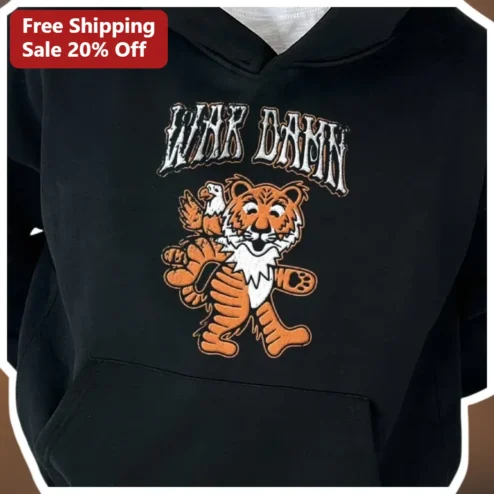 Wake Damn Vintage Collegiate Chenille Tiger Patch Hoodie
