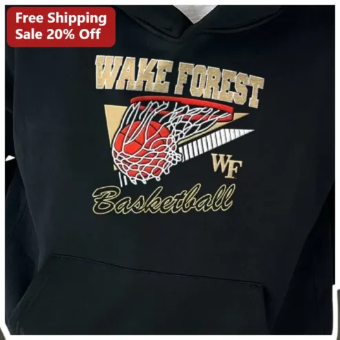 Wake Forest Basketball Hoodie WF Demon Deacons Embroidered Pullover