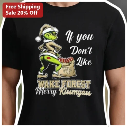 Wake Forest Merry Kissmyass Grinch Tee Funny Christmas Holiday Gift for Demon Deacons Fans