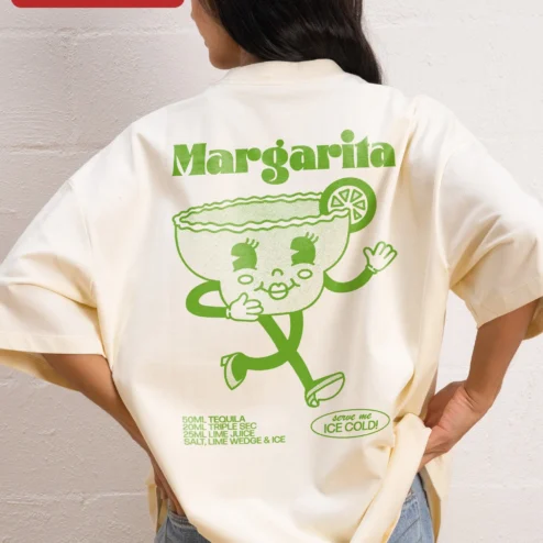 Customer in Chicago, Illinois wearing Walking Margarita Glass Graphic Tee Funny Cocktail Lover Gift Summer Bachelorette Party Shirt