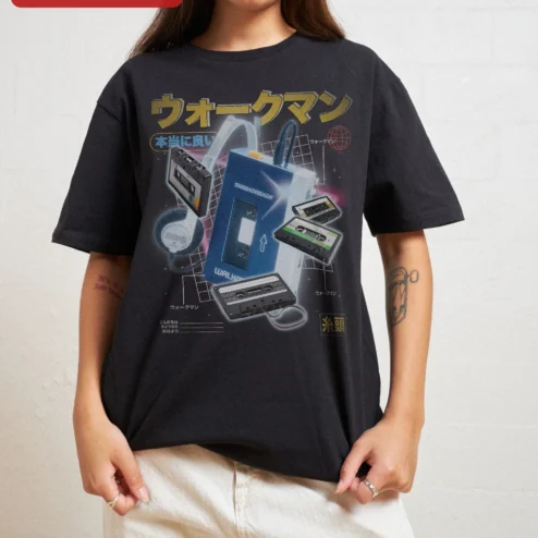 Walkman Vaporwave Retro Cassette Player Graphic Tee for Men Women