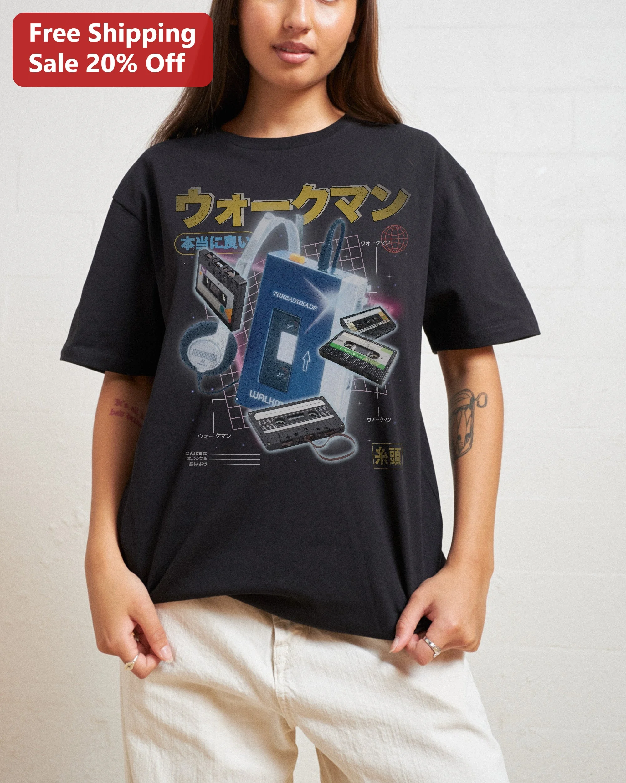 Walkman Vaporwave Retro Cassette Player Graphic Tee for Men Women