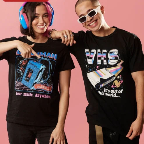 Walkman VHS Out of This World Retro 80s Synthwave Graphic Tee