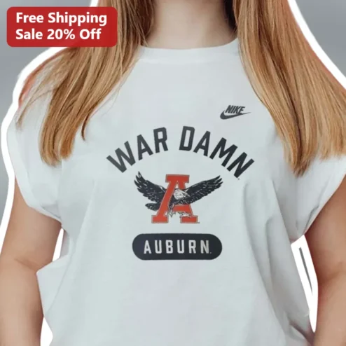 War Damn Auburn Tigers Tee Nike Swoosh Eagle Logo College Football Fan Shirt