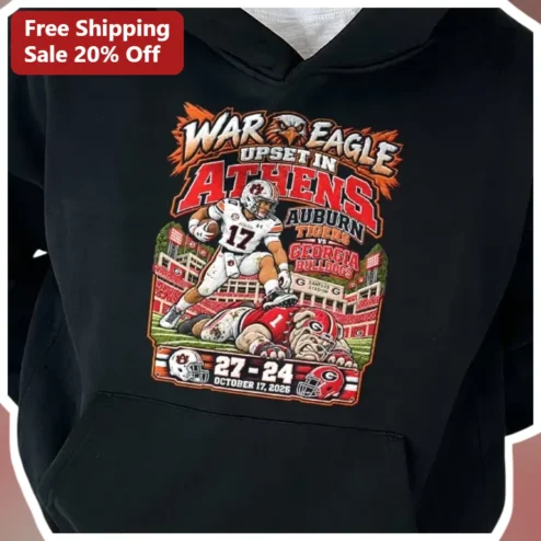 War Eagle Upset in Athens Hoodie Auburn Tigers Football Fan Gear Black Pullover Sweatshirt