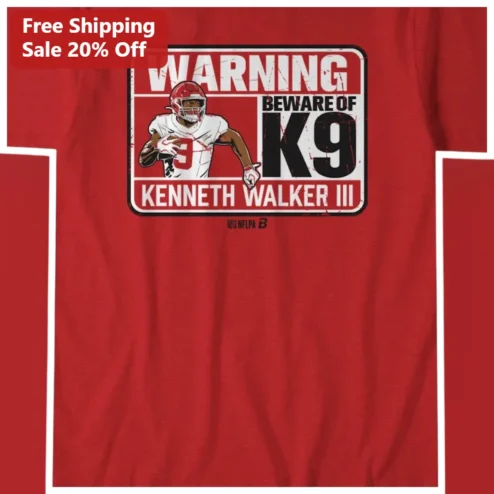 WARNING BEWARE OF K9 Kenneth Walker III Seahawks Football Player Graphic Tee