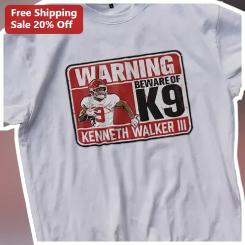WARNING BEWARE OF K9 Tee Kenneth Walker III NFL Football Fan Shirt Distressed Vintage Graphic Gift