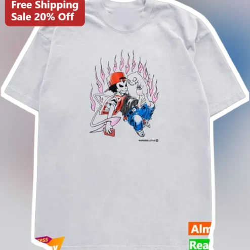 Warren Lotas Skeleton Flame Graphic Tee Streetwear Y2K Aesthetic T-Shirt