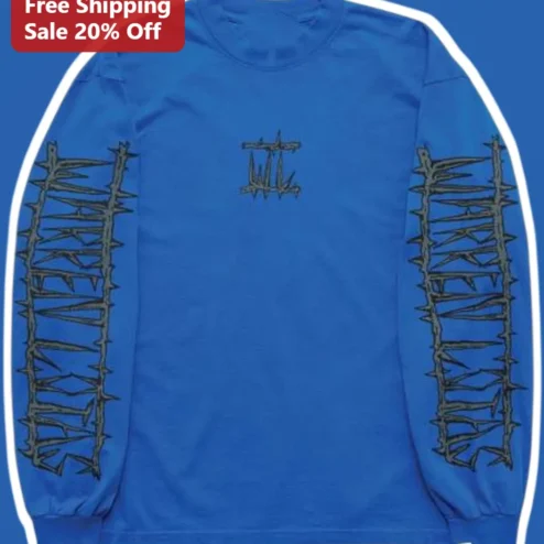WARRENVATIS Long Sleeve Shirt Streetwear Barbed Wire Graphic Tee for Men