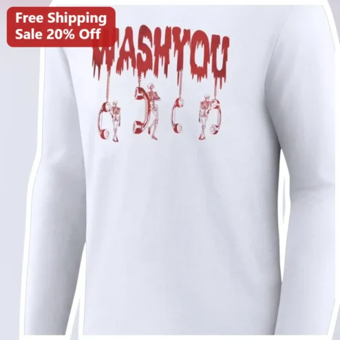 Wash You Skeleton Toilet Paper Roll Long Sleeve Tee Dark Humor Horror Graphic Shirt